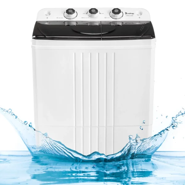 Zimtown 20LBS Portable Compact Twin Tub Washing Machine Washer Dryer,Black