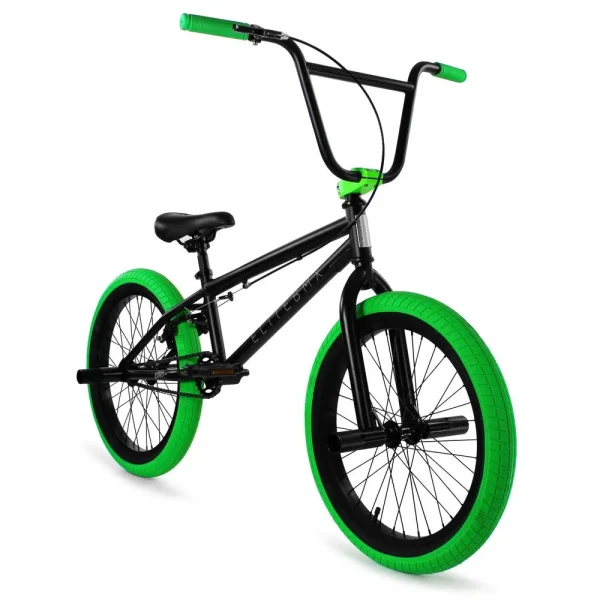 Elite BMX Bike Stealth 20 – Black Green – Freestyle Pump Wheelie Bicycle