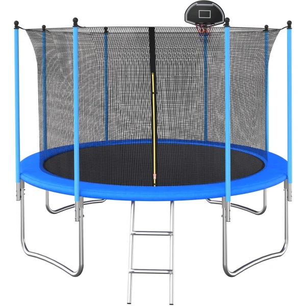 10FT Trampoline for Kid&Adult Outdoor Trampoline with Safety Enclosure Net Ladder-SENCHO GINSYTALIOR