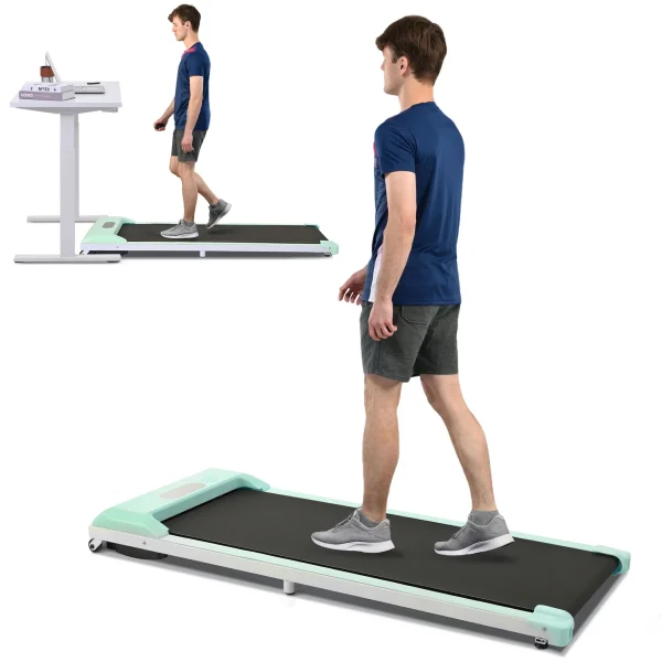 2 in 1 Under Desk Electric Treadmill 2.5HP, with Bluetooth APP and speaker, Remote Control, Display, Walking Jogging Running Machine Fitness Equipment for Home Gym Office, Silver