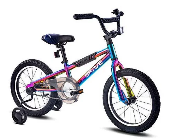 16 Revere Kids Oil Slick Bike for Boys and Girls with Tool-Less Quick Release Training Wheels.