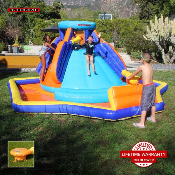 Sportspower Battle Ridge 13.8′ Inflatable Water Slide with Lifetime Warranty on Heavy Duty Blower