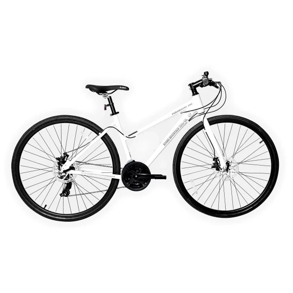 Paramount 100 Hybrid Mountain Bike, 29 x 2 Inch Wheels, 21-Speed, Light Weight Bike for Men & Women, White, Adults Bike Speed Rear Derailleur, Front and Rear Disc Brakes