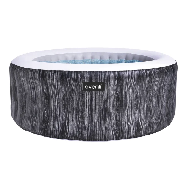 JLeisure Greywood 65 4 Person Inflatable Round Outdoor Hot Tub Spa, Gray