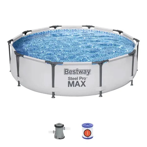 Bestway Steel Pro MAX 10’x30 Above Ground Outdoor Swimming Pool with Pump Metal frame pools Round